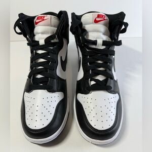 Nike dunk high  Black and‎ White Sneakers with Red Accents